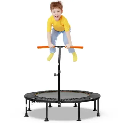 ?117cm skladacia mini trampolína s nastaviteľnou výškou rukoväte Detská trampolína Orange