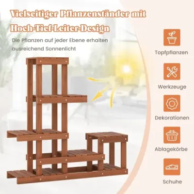 Drevený stojan na rastliny so 6 úrovňami stojan na kvety stojan na kvety schodisko na kvety 90 x 25 x 91,5 cm