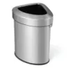 60L rohový odpadkový kôš z nehrdzavejúcej ocele s vekom a protišmykovou základňou Space Saving Bin Silver