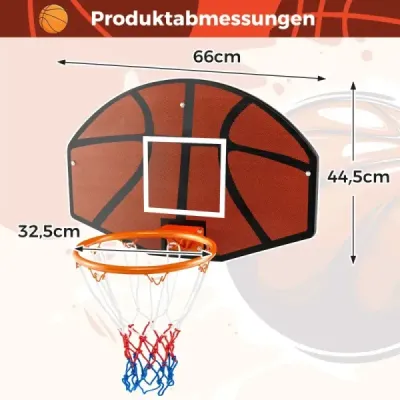 Basketbalový kôš vnútorný mini basketbalový kôš na montáž na stenu 66 x 44,5 cm zadná stena čierna + červená