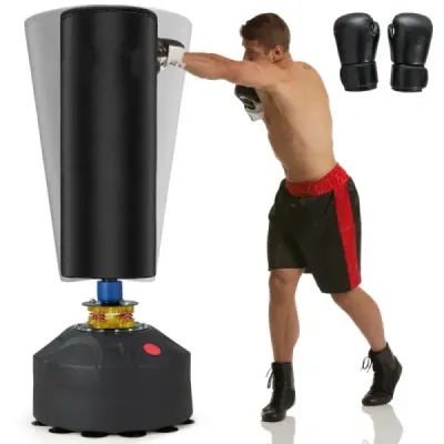Voľne stojace boxovacie vrece 173 cm stojace boxovacie vrece s boxerskými rukavicami a prísavkou 50 x 50 x 173 cm čierne