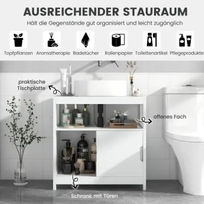 Umývadlová skrinka s 2 posuvnými dverami Kúpeľňová skrinka voľne stojaca 60 x 30 x 60 cm biela