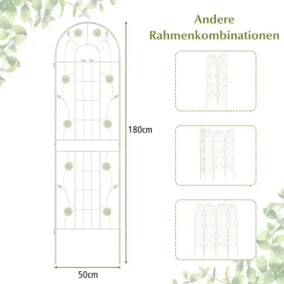 Sada 2 kovových mriežok Dekoratívny záhradný plot Voľne stojaca mriežka 180 cm x 50 cm Biela