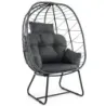 Ratanové prútené kreslo s odnímateľným vankúšom a kovovým rámom Oversized Lounge Chair Grey