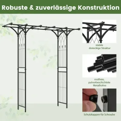 Oblúk na ruže kovový záhradný oblúk na popínavé rastliny oblúk na záhradu 200 x 52 x 206 cm čierny