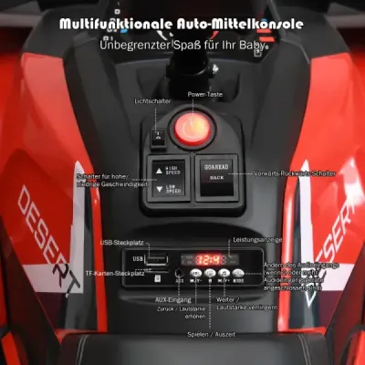 Costway 12V Elektro Kinderquad mit Scheinwerfer 4 Räder Kinder Kinderauto Elektroauto für Kinder ab 3 Jahren Rot