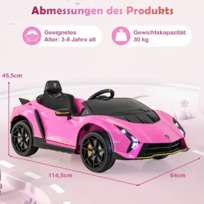 Detské elektrické autíčko Lamborghini s diaľkovým ovládaním & LED svetlá & Klaksón detské auto sivej farby