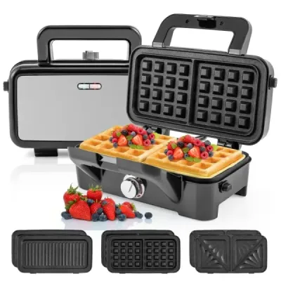 3-v-1 sendvičovač elektrický lis na panini gril s odnímateľnými nepriľnavými platňami