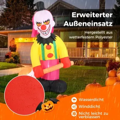 180CM Halloweenska dekorácia Vonkajší LED nafukovací klaun Halloweensky duch s krútiacou sa hlavou