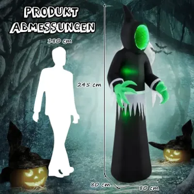 245CM vonkajšia halloweenska dekorácia LED nafukovací halloweensky duch bez ozdoby na tvár