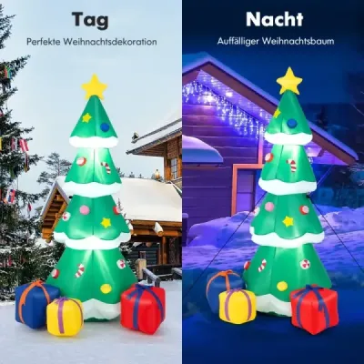 Costway 180cm Aufblasbarer Weihnachtsbaum mit Geschenkbox LED Weihnachtsdekoration