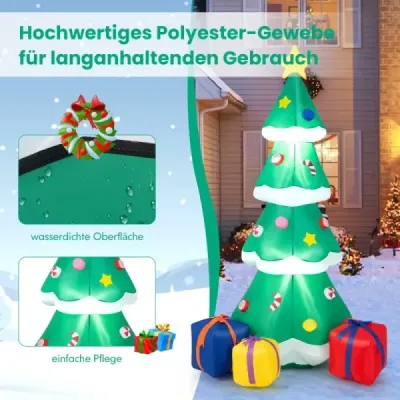 Costway 180cm Aufblasbarer Weihnachtsbaum mit Geschenkbox LED Weihnachtsdekoration