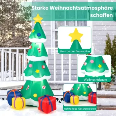 Costway 180cm Aufblasbarer Weihnachtsbaum mit Geschenkbox LED Weihnachtsdekoration