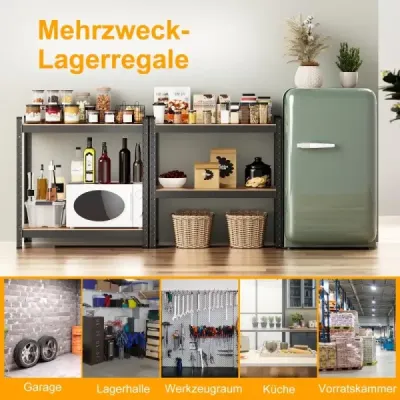 Costway 4 Ebenen Lagerregal mit Metallrahmen Schwerlastregal bis 720kg belastbar Metallregal Schwarz