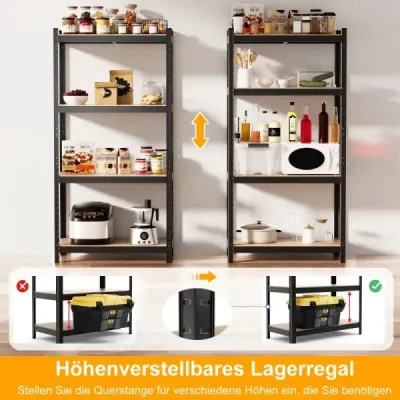 Costway 4 Ebenen Lagerregal mit Metallrahmen Schwerlastregal bis 720kg belastbar Metallregal Schwarz