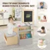 Costway 6 in 1 Kinder Staffelei Set Standtafel aus Holz mit doppelseitiger Kreidetafel Hellgrau