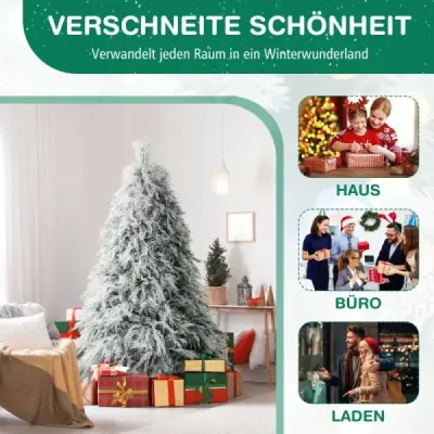 Costway Künstlicher Weihnachtsbaum mit Schnee  & Warmweißen LED-Lichtern Tannenbaum Christbaum 180cm