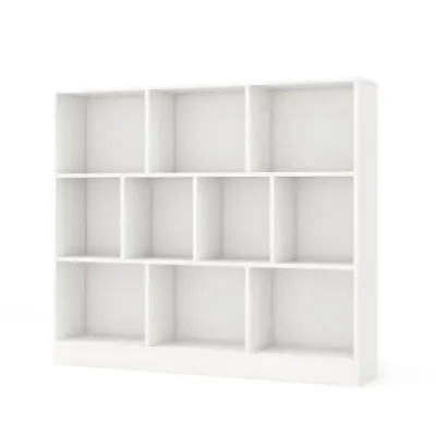 Costway 3 Ebenen Bücherregal mit 10 Fächern Standregal Würfelregal Büroregal 120 x 24 x 104 cm Weiß