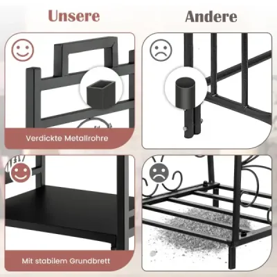 Costway Kaminholzregal Kaminholzständer aus Metall mit Griffen & verstellbaren Fußpolstern 46 x 34 x 45 cm Schwarz