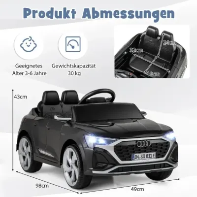 Licencované Audi SQ8 Kids Car 12V elektrické vozidlo s diaľkovým ovládaním čierne