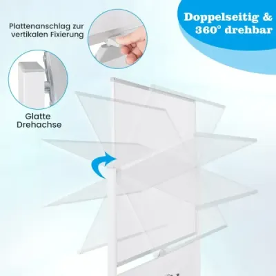 120 x 90 cm obojstranná mobilná biela tabuľa s perforovanou doskou, kolieskami a stojanom, biela