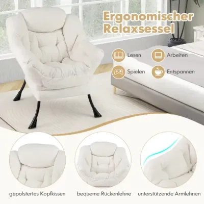 Kreslo s podrúčkami, bočným vreckom a opierkou na nohy Relaxačné kreslo Ležérne kreslo TV kreslo  béžové