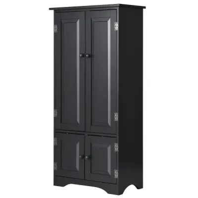 Midi skrinka Bočná skrinka Highboard Vysoká skrinka Drevo Čierna 59 x 32 x 123 cm