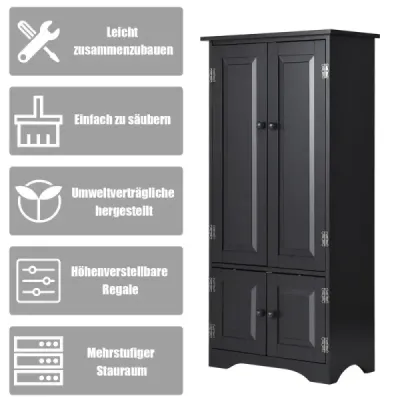 Midi skrinka Bočná skrinka Highboard Vysoká skrinka Drevo Čierna 59 x 32 x 123 cm