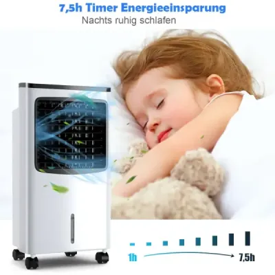 3 v 1 mobilný klimatizačný ventilátor chladič vzduchu 75W / 8L nádrž / 7,5H časovač / diaľkové ovládanie