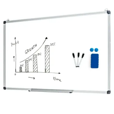 Tabuľa s odnímateľným zásobníkom na perá Magnetická tabuľa s hliníkovým rámom 50 x 35 cm biela