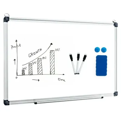 Tabuľa s odnímateľným zásobníkom na perá Magnetická tabuľa s hliníkovým rámom 50 x 35 cm biela