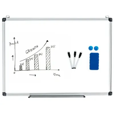 Tabuľa s odnímateľným zásobníkom na perá Magnetická tabuľa s hliníkovým rámom 50 x 35 cm biela