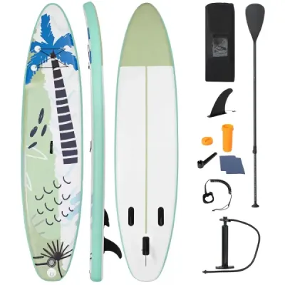 Nafukovacia doska Stand Up Surfboard Plávajúca doska 335 x 76 x 16 cm Zelená