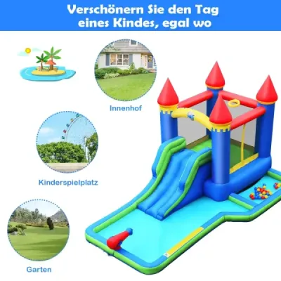 Nafukovací skákací hrad vodný park s fúkačom vysokokvalitná tkanina Oxford 480 x 280 x 230 cm Farebný