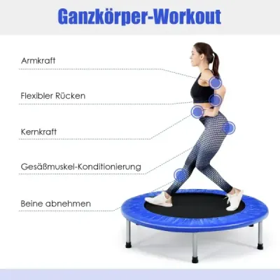 Trampolína 97 cm Mini skladacia trampolína Skladacia fitness trampolína modrá