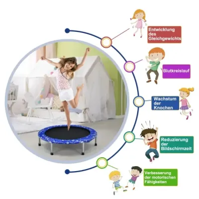 Detská trampolína mini trampolína skladacia trampolína pre batoľatá modrá + čierna