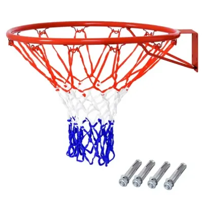 ? 45 cm basketbalový kôš a sieť Basketbalový kôš so sieťou na vnútorné a vonkajšie použitie Červená + biela + modrá