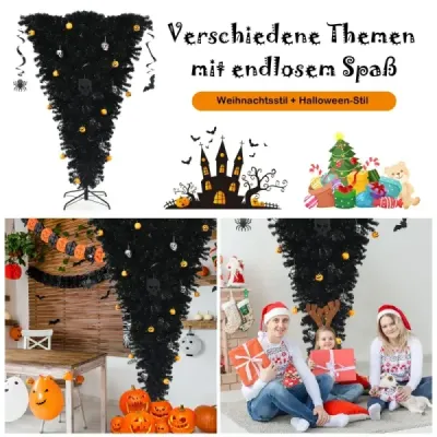 180 cm čierny umelý vianočný stromček s osvetlením Halloween s 270 fialovými LED svetlami