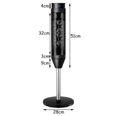 Ohrievač s ventilátorom Elektrický ohrievač Ohrievač Oscilačný keramický vežový ohrievač 28 x 28 x 85 cm čierny