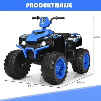 12V elektrická detská štvorkolka so svetlometom Mini elektrická štvorkolka s hudbou a klaksónom 4 kolesá detská štvorkolka 2,8-5 km/h pre deti od 3 rokov modrá