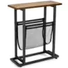 Industrial príručný stolík 2 poschodový úzky rozkladací stolík 48 x 18 x 54,5 cm hnedá + čierna
