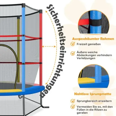 ?140 cm záhradná trampolína s bezpečnostnou sieťou Trampolína do 135 kg zaťažiteľná pre deti od 3 rokov Farebná