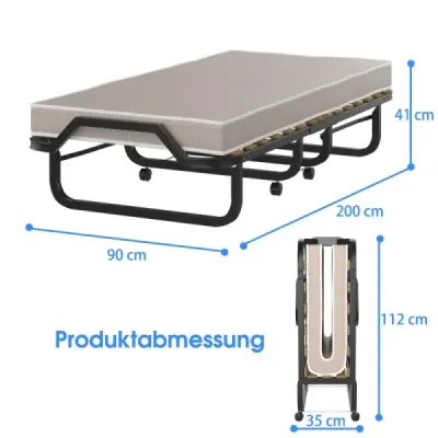 Rozkladacia posteľ s luxusným matracom 200 x 90 x 41 cm béžová Vyrobené v Taliansku