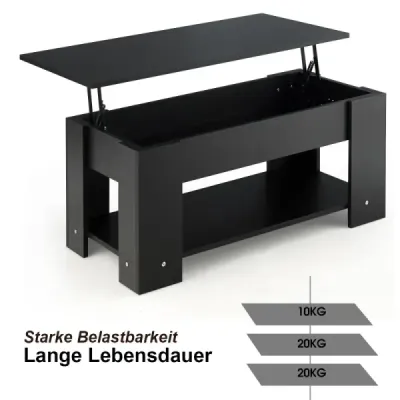 Konferenčný stolík so sklopným stolom moderný konferenčný stolík 98 x 51 x 42 cm čierny