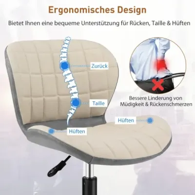 Kancelárske kreslo Moderné otočné kreslo v štýle polovice storočia Béžová + sivá