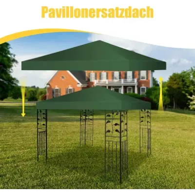 Náhradný kryt proti slnku na pavilón so suchým zipsom 300 x 300 cm tmavozelený