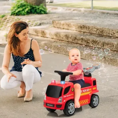 Detská hasičské auto  s bublinkovou pištoľou pre deti od 18-36 mesiacov červená