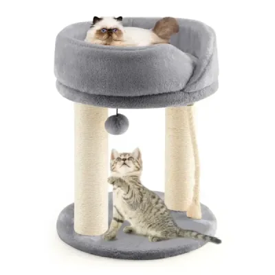 Cat Tree Škrabadlo pre mačky s mäkkým sedadlom Sisalová veža pre mačky Sivá