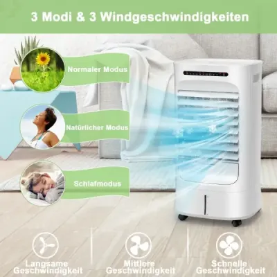 Prenosný odparovací ochladzovač vzduchu 3 v 1 s ventilátorom a zvlhčovačom biely