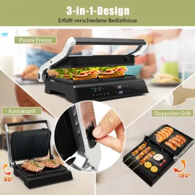 3-v-1 1200W Panini Press Grill s nepriľnavými platňami elektrický gril